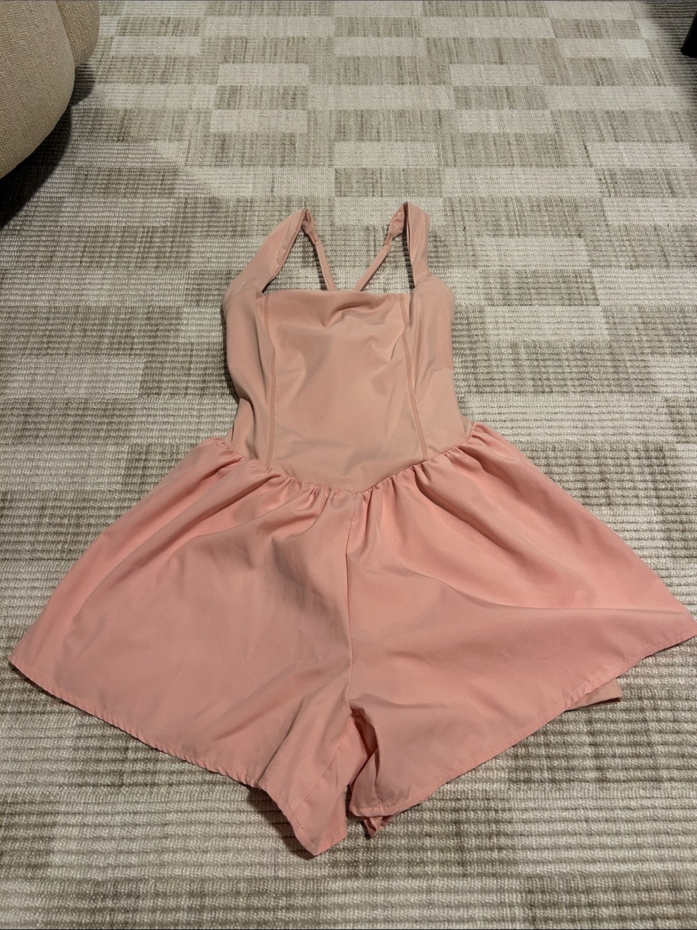 Pink Athletic Lined One-Piece Romper